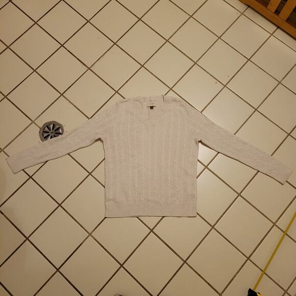 Sonoma 100% Cotton Cable Knit Sweater Women's L Beige V-Neck Pullover Top - Picture 8 of 11